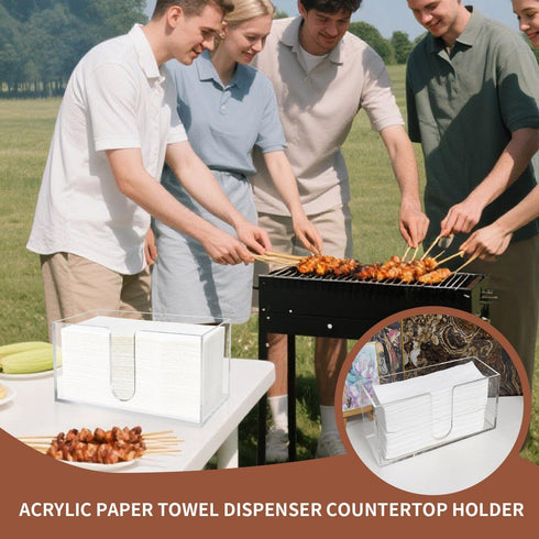 Countertop, 5mm (1) Acrylic Paper Towel Holder Thick Clear C-Fold Z-Fold Trifold Napkin Dispenser, Bathroom & Kitchen
