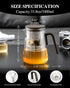 ZENS Magnetic Tea Pot, Large Enchanted Glass Teapot with Infuser and Magnetic Suction Lid for Mess-Free Loose Tea