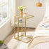 24.4 GD08SF01 HOOBRO End Table, C Shaped Side Table with Tempered Glass, Small Side Table for Sofa, Slide Under Couch