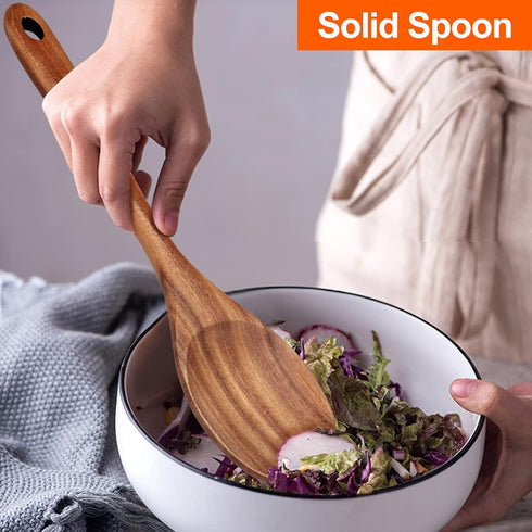 14 Inch Large Wooden Spoon for Cooking, Mixing, Serving, Big Non Stick Wood Spoon Spatula, Long Handle Stirring