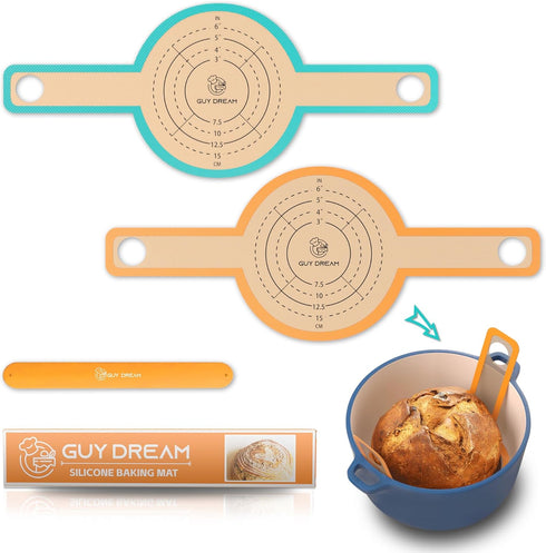 GUYDREMAT Bread Sling, Perfect Silicone Baking Mat for Sourdough Bread, 2 Pieces with Storage Band