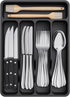 Lifewit Silverware Drawer Organizer Tray, Plastic Cutlery Storage for Kitchen Drawer, 5 Compartment, Black
