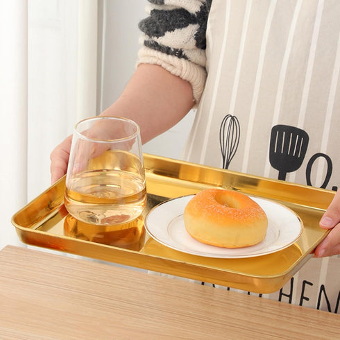 Rainbow Baking Tray, Stainless Steel Flat Food Serving Sheet, Rectangular Decorative Party Kitchen Pan (12.25 x 9.65 x