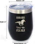 Horses Keep Me Stable Wine Tumbler with Sliding Lid, Stemless Stainless Steel Insulated Cup for Horse Lovers
