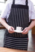 Kitchen Cooking Apron for Women and Men, Adjustable Chef Bib with Pockets - 32" x 28" - Black/White Pinstripe