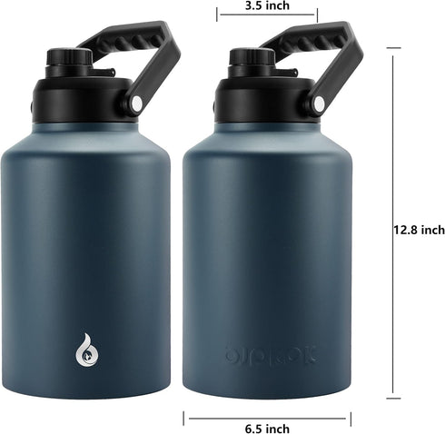 BJPKPK One Gallon Insulated Water Bottle, 128 oz, Dishwasher Safe Stainless Steel Thermos, BPA Free Jug, Navy Blue