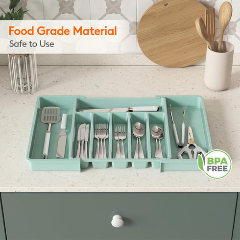 Lifewit Silverware Drawer Organizer | Expandable Utensil Tray for Kitchen, BPA Free Flatware Holder, Adjustable Storage
