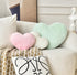 Petrella Heart Pillow, Cute Fuzzy Throw Pillows for Bed Living Room Decor, Large 19"x15", Green Aesthetic Cushion