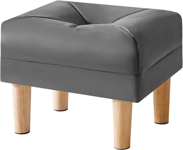 YMYNY Small Footstool Ottoman, Faux Leather Footrest with Sponge Padded Seat, Step