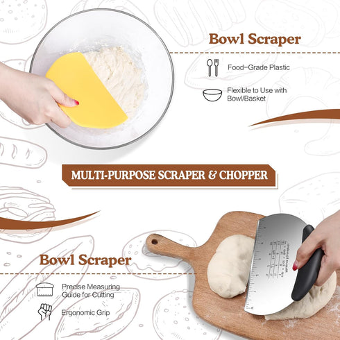 2 36oz Sourdough Starter Kit with Proofing Baskets, Sourdough Starter Jar, Bread Lame, Dough Scraper, Dough Whisk