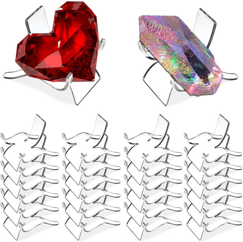 24 PCS Crystal Display Stand, 2.2 x 1.69 x 1.89 inch, Acrylic Stands for Geodes, Rocks, Gemstones, Small Collectibles