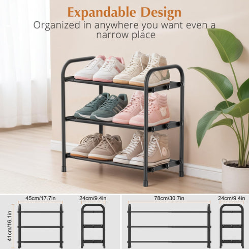 3-Tier Closet INSMART Expandable Shoe Rack, Stackable and Adjustable Shoes Organizer Storage Shelf, Sturdy and Durable