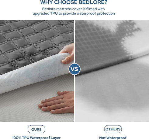 2 Pack 6"-15" Waterproof Mattress Protector, Twin XL Size Mattress Pad with Deep Pocket Depth, Soft Breathable