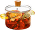 Frcctre 1.5L Glass Cooking Pot with Lid, Heat Resistant Glass Saucepan for Pasta, Soup, Milk, Baby Food