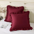 KKJIAF Ruffle Pillow Cases 18x18 Inches, Burgundy Square Ruffled Pillow Covers Set