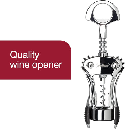 Zyliss Stainless Corkscrew & Bottle Opener - Wine Corkscrew & Beer Bottle Opener with Rubber Handles