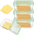 4 Pack Sliced Cheese Container for Fridge, Airtight Plastic Storage Box with Lids, Butter Block Cheese Slicer Holder