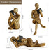 3Pcs FJS Gold Thinker Statues Home Decor Accents, Pulp Reading Women Figurine Decorations for Living Room, Modern