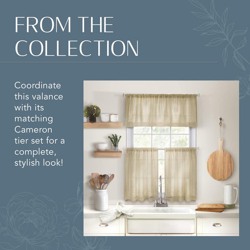 Elrene Home Fashions Cameron Linen Window Valance, 60" W x 15" L (1 Valance)