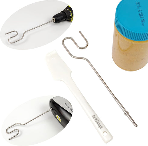 Peanut Butter Stirrer with a Silicone Spatula, Stainless Steel Natural Peanut Butter