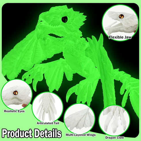 3D Extra Large Dynamic Printed Glow in The Dark Dragon Egg with Dragon InsideOpen and Close Mouth with Wings Movable