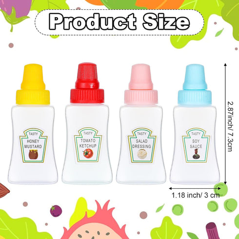 YUXIANLB 4Pcs 25ml Mini Ketchup Bottles, Small Condiment Squeeze Bottles with Sturdy Screw Cap, Portable Honey Sauce