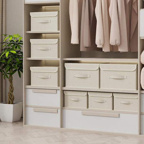 ENUMAIL Closet, 15x9.8x9.8 Storage Boxes, Collapsible Storage Bins with Lids, Cotton and linen cloth Storage Baskets