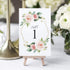Bliss Collections Geometric Floral Table Numbers 1–25 with Double-Sided Head Table Card for Wedding, Reception, or
