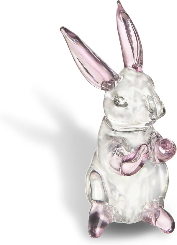 HDCRYSTALGIFTS 3.5 Inch Crystal Rabbit Bunny Figurine, Spring Easter Decorations, Glass Art Animal Paperweight