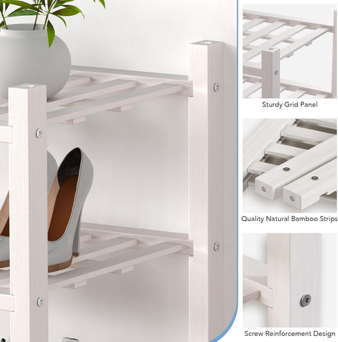 6 Closet,Hallway,Entryway,Small 18"x11"x34" Haddockway Small Tier Bamboo Shoe Rack Storage Organizer,Multifunctional