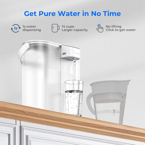 Waterdrop Compact Electric Water Filter Pitcher, 200-Gallon Filter for Fridge, NSF/ANSI 42&53&401, 14-Cup, White