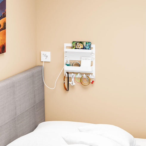 Yieach Bedside Wall Organizer for Dorm Bed,Rv,Small Room and Nightstand,Wall Mounted Floating Shelves and Bedside Shelf