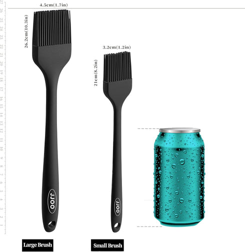 2PCS Silicone Basting Pastry Brush, JJOO Heat Resistant Food Cooking Brush for Oil, Sauce, Baking, BBQ and Grill, BPA Free, Dishwasher Safe (2Pack, Black) by JJOO