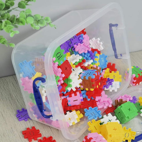 2 Packs Plastic Stackable Storage Boxes - Transparent Lid and Deep Blue Handle, Holds 8 Quart