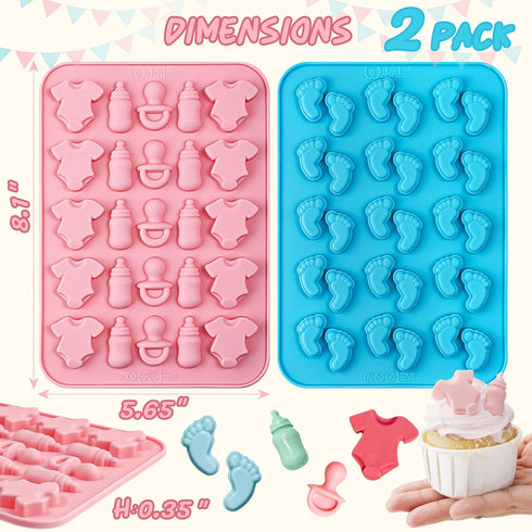 Gummy Webake Baby Feet Mold Baby Onesie Baby Bottle Pacifier Molds, Bite Size Silicone Chocolate Candy Molds Mould