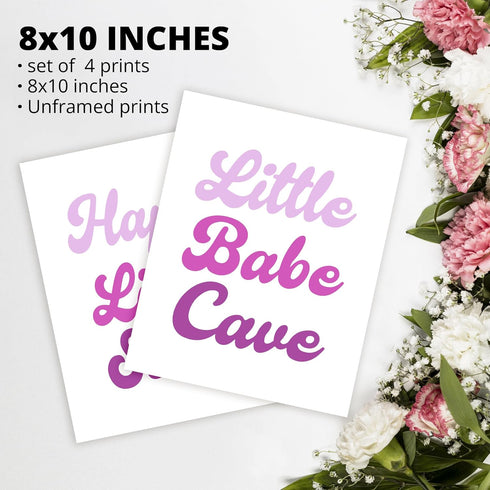 4pcs 8x10 Inches Little Babe Cave Happy Little Soul Boho Nursery Poster Prints for Kids Baby Girls Room Playroom