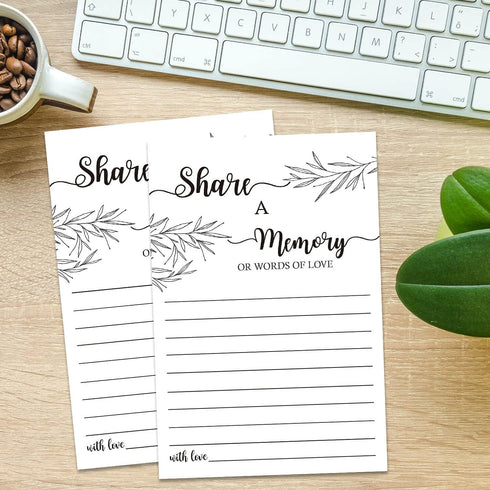 Share a Memory Card, Memorial Cards for Celebration of Life, Funeral Guest Book, 4x6 Inch, 50 Pack