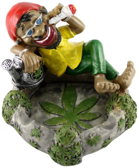 Jamaican Chilling Man with Glasses Holding Cigarette Ashtray