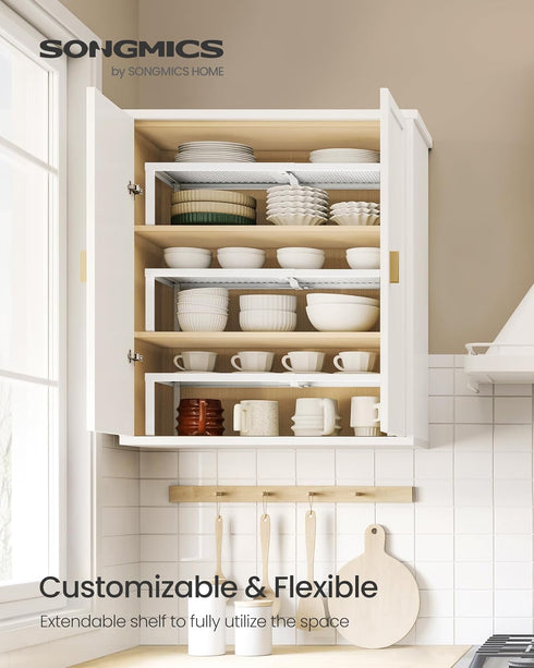 Countertop UKCS007W01 SONGMICS Spice Rack, Expandable Kitchen Shelf, Small Cupboard Organizer, Metal, Space-Saving