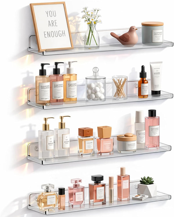 Lifewit Floating Shelves for Bathroom, Acrylic Wall Organizer for Perfume, Makeup, Figures,