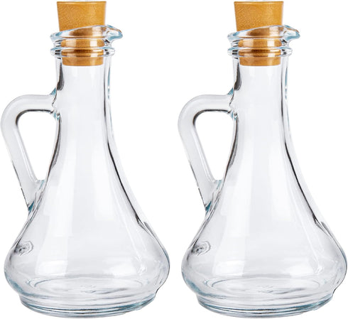 Set, Set 2 Set, Set 2 Crystalia Olive Oil and Vinegar Dispenser Handmade Oil and Vinegar Cruet of with Cork Stopper
