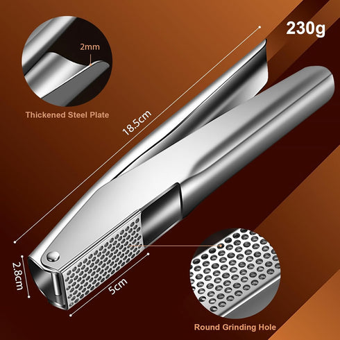 Premium Garlic Crusher in Stainless Steel - Effortless, Leak-Proof, and Dishwasher Safe!