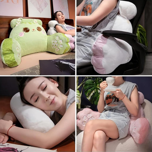 WQHSXXIA Cute Kitty Rest Reading Pillow for Adults, Kawaii Soft Lumbar Pillows Rest Cushion with Washable Cover