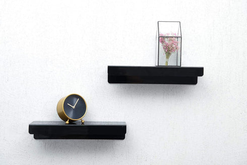 IEEK 15 Inch Black Acrylic Floating Wall Ledge Shelf, Wall Mounted Nursery Kids Bookshelf, Set of 3