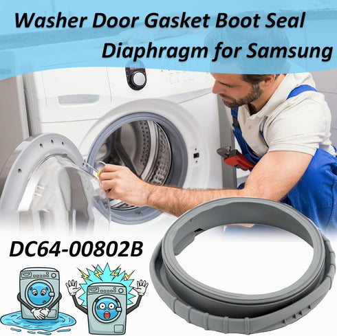 DC64-00802B Washer Door Boot Seal Gasket Compatible with Samsung Washer Models, Replaces PS4210921, AP4342944