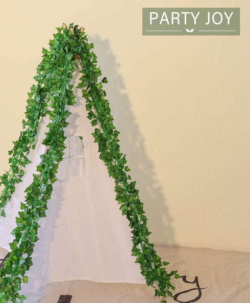 PARTY JOY 84Ft 12 Strands Artificial Ivy Leaf Vines, Hanging Plants Garland Fake Foliage for Home Garden Bedroom