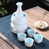 Set Set, 7 Set 1 1 1 4 Foraineam White Ceramic Sake with Warmer Pot, Japanese Style Porcelain Hot Saki Drink Bottle