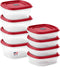 Rubbermaid 16-Piece BPA-Free Plastic Food Storage Set with Red Vented Lids, Microwave & Dishwasher Safe