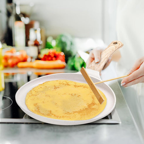 Nonstick Crepe Pan with Spreader, 10-Inch Tortilla Pan with Detachable Handle, Ceramic Coating, PFOA Free