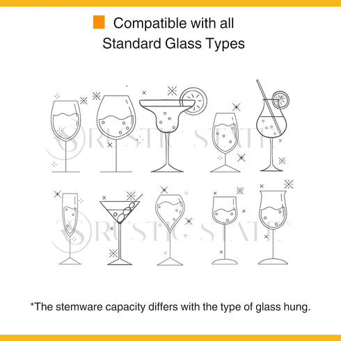 Rustic State Vigo 4 Sectional Adjustable Wood Under Cabinet Wine Glass Holder - 12 Wine Glass Storage - Mahogany